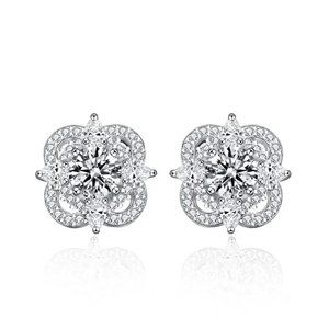 Certified 1ct. t.w. Diamond Elegant Earrings 18k White Gold over Italian Silver